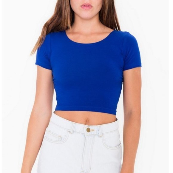 Cobalt Blue American Apparel Crop Top - Picture 1 of 4
